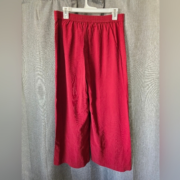 Mango Red Cropped Wide Leg Elastic Waist Pants Size L MNG - Picture 2 of 4